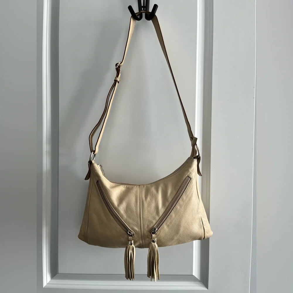 Prune Cream Leather Shoulder / Crossbody Bag - Picture 2 of 15